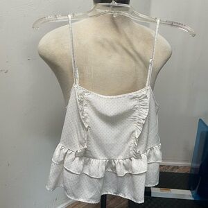 forever 21 ruffled top with spaghetti straps size medium. has polka dots